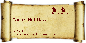 Marek Melitta névjegykártya